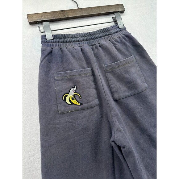 Lazy Oaf Banana Lounge Set Size S Gray 2 Piece Sweatshirt Pants Cropped Pockets - Picture 8 of 13